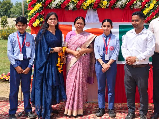 Teachers and students at a school function